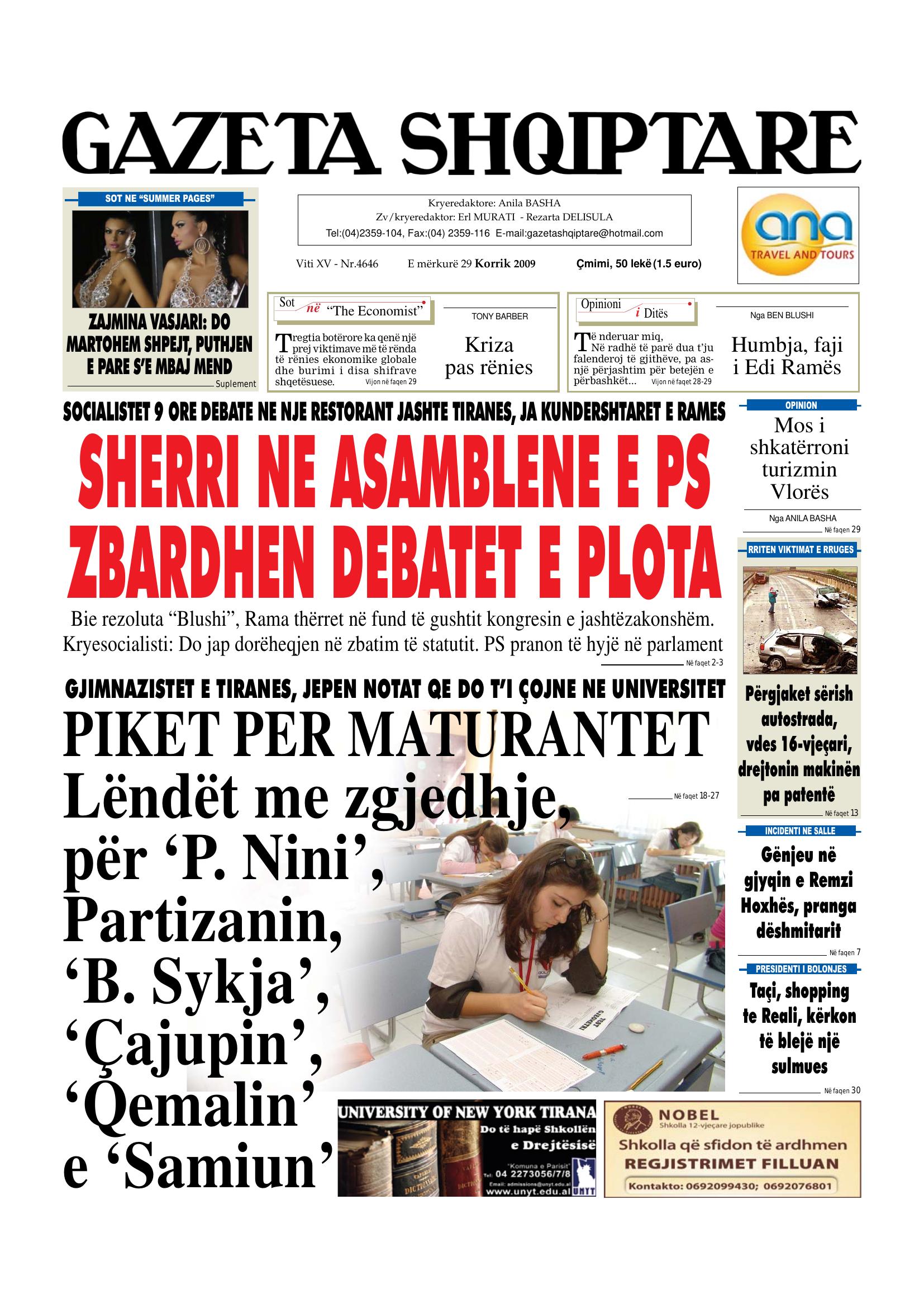 Gazeta Shqiptare 2009-07-29